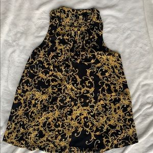 Gold and black patterned cut off blouse